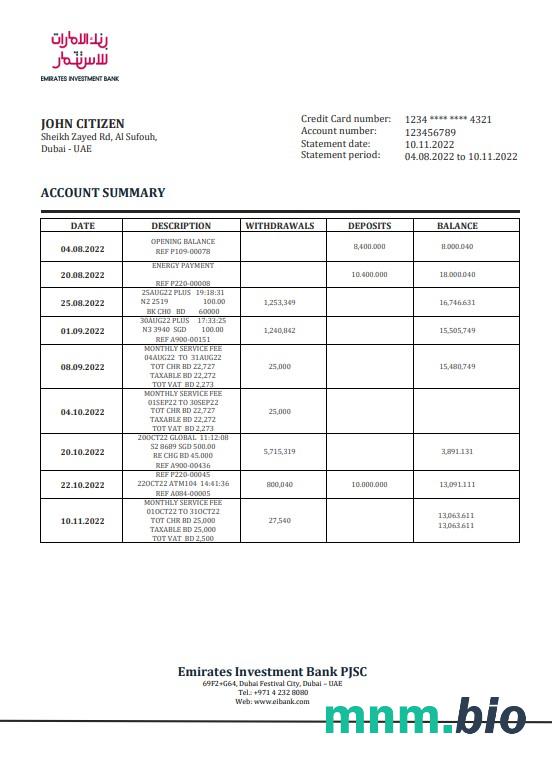 Ukraina Zen konto Wyciąg słowo i PDF szablon